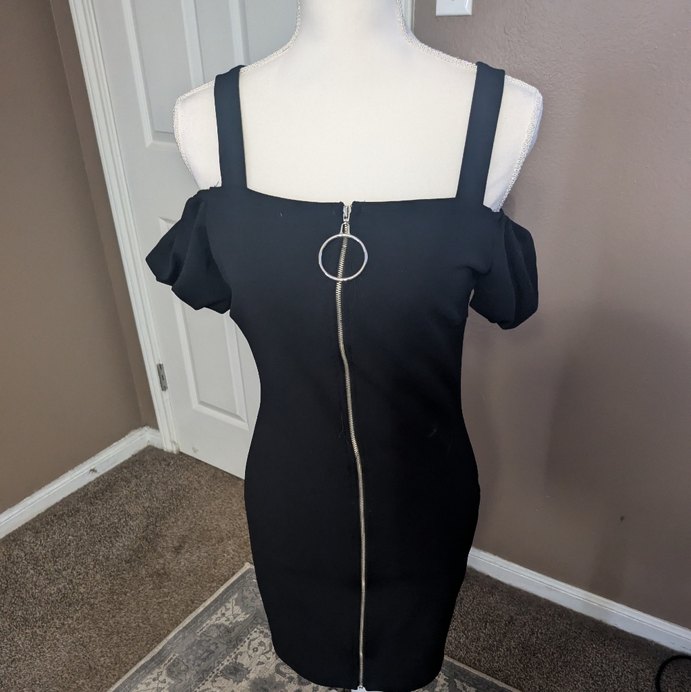 Black dress zipper up the front NWT